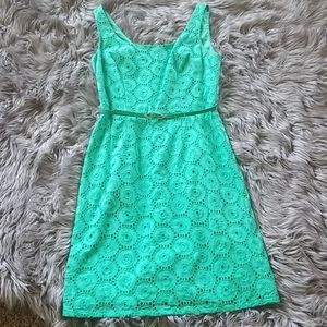 Green lace midi dress